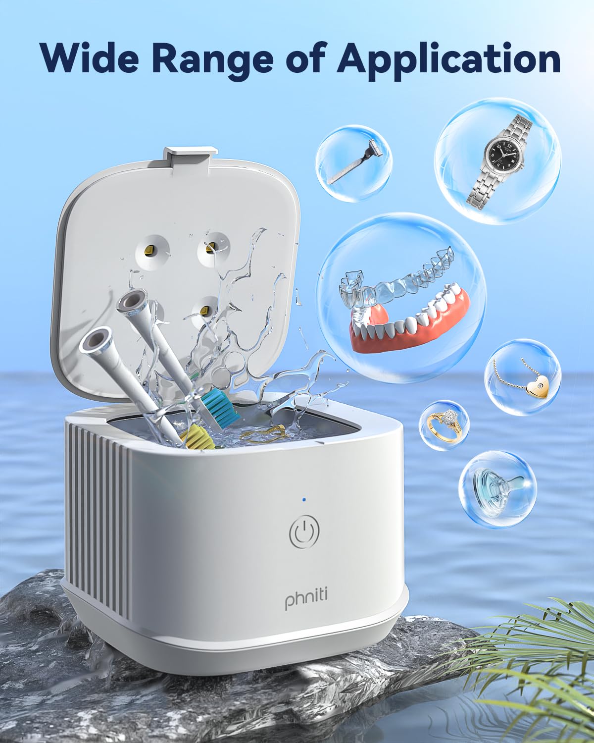 Ultrasonic Retainer Cleaner – Phniti 48kHz Portable Dental Cleaner (375ml)