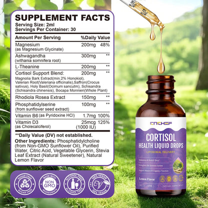 Cortisol Support Liquid Drops 2 fl oz – Hormone Balance, Sleep & Mood