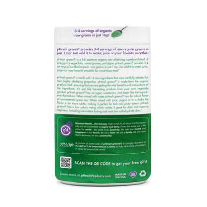 pHresh Greens Raw Alkalizing Superfood Powder – 10 oz – 2 Month Supply – Vegan, Kosher, Gluten Free