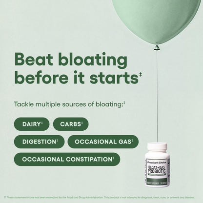 Physician's CHOICE Bloat & Gas Probiotic 30ct — 5-in-1 Digestive Support