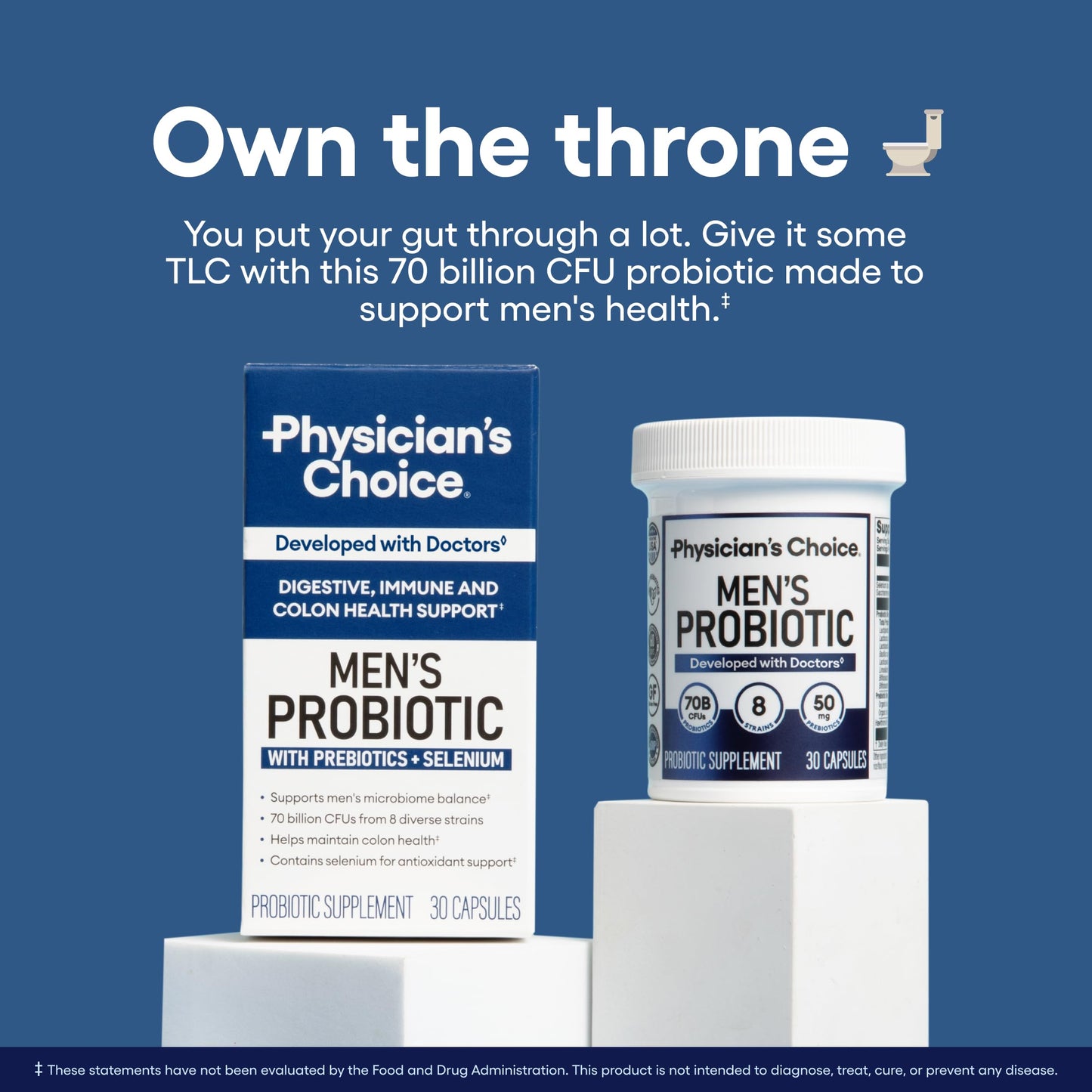 Physician's Choice Probiotics for Men - 70B CFU, 8 Strains, Selenium & Organic Prebiotics | Digestive & Immune Health - 30ct