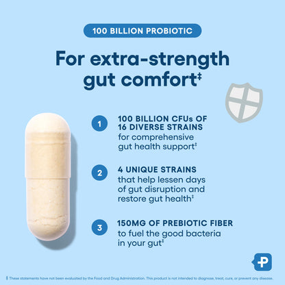 Physician's CHOICE 100 Billion Advanced Probiotic – 16 Strains + Organic Prebiotics | Digestive & Gut Health