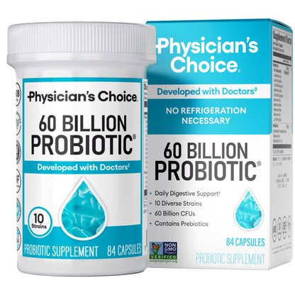 Physician's CHOICE Probiotics 60 Billion CFU – 10 Strains + Organic Prebiotics | 84ct