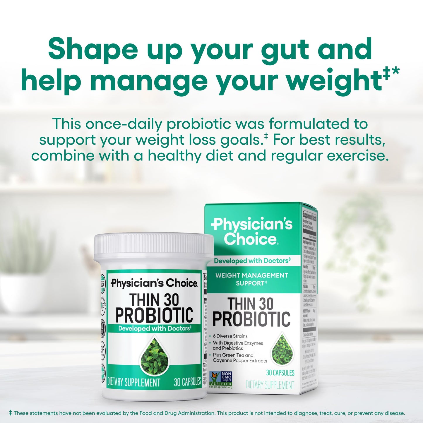 Physician's CHOICE Probiotics – Weight Management & Bloating, 6 Strains, 84 CT