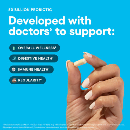 Physician's CHOICE Probiotics 60 Billion CFU – 10 Strains + Organic Prebiotics | 84ct