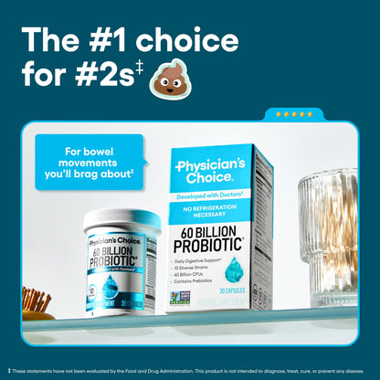 Physician's CHOICE Probiotics 60 Billion CFU – 10 Strains + Organic Prebiotics | 84ct