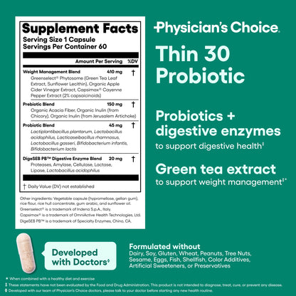 Physician's CHOICE Probiotics – Weight Management & Bloating (6 Strains) – 60 CT