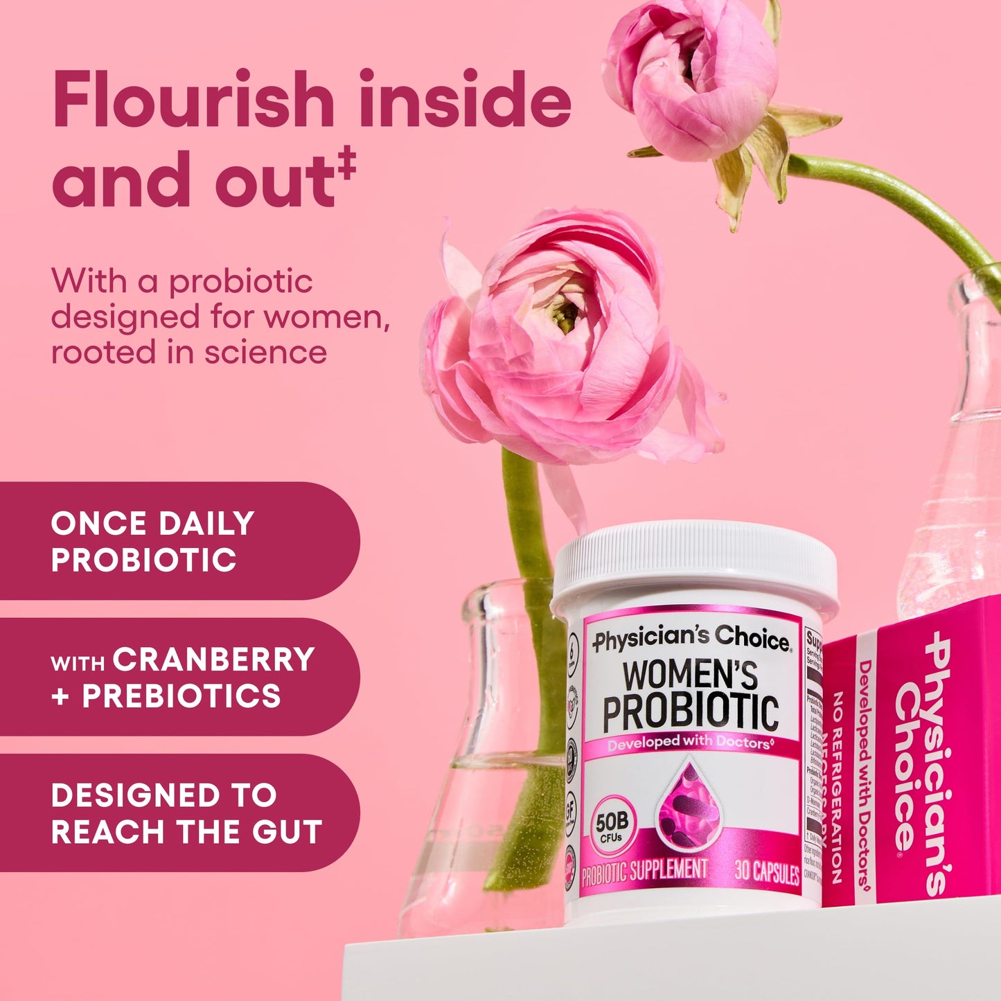 Physician's CHOICE Probiotics for Women - 50B CFU, 6 Strains, Cranberry + Organic Prebiotics - 84 CT