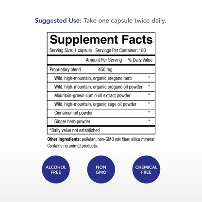 Physician's Strength Oregacillin - 180 Capsules | Multiple Spice Extract for Respiratory Support