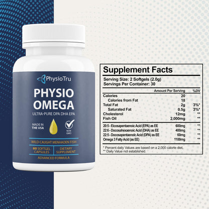 PhysioTru Physio Omega 2400mg Fish Oil – Burpless Omega-3 (EPA, DHA, DPA)
