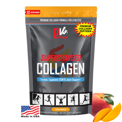 PhysiVantage Supercharged Collagen Peptides Powder – Peach Mango, Grass-Fed, Keto & Paleo