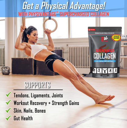 PhysiVantage Supercharged Collagen Peptides Powder – Hydrolyzed, Grass-Fed, Vitamin C & BCAAs (16 oz)