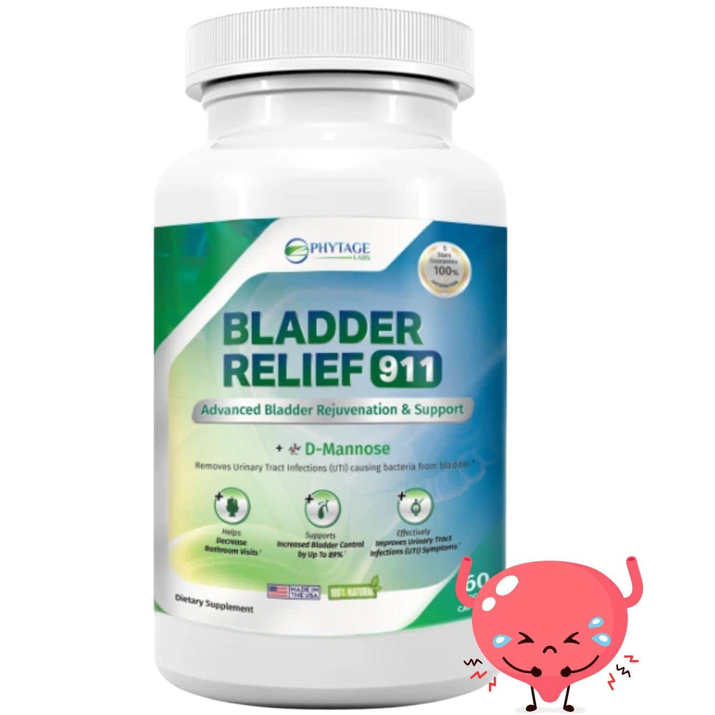 Phytage Labs Bladder Relief 911 – Detoxifying Urinary Support for Men & Women, 60 Veggie Capsules