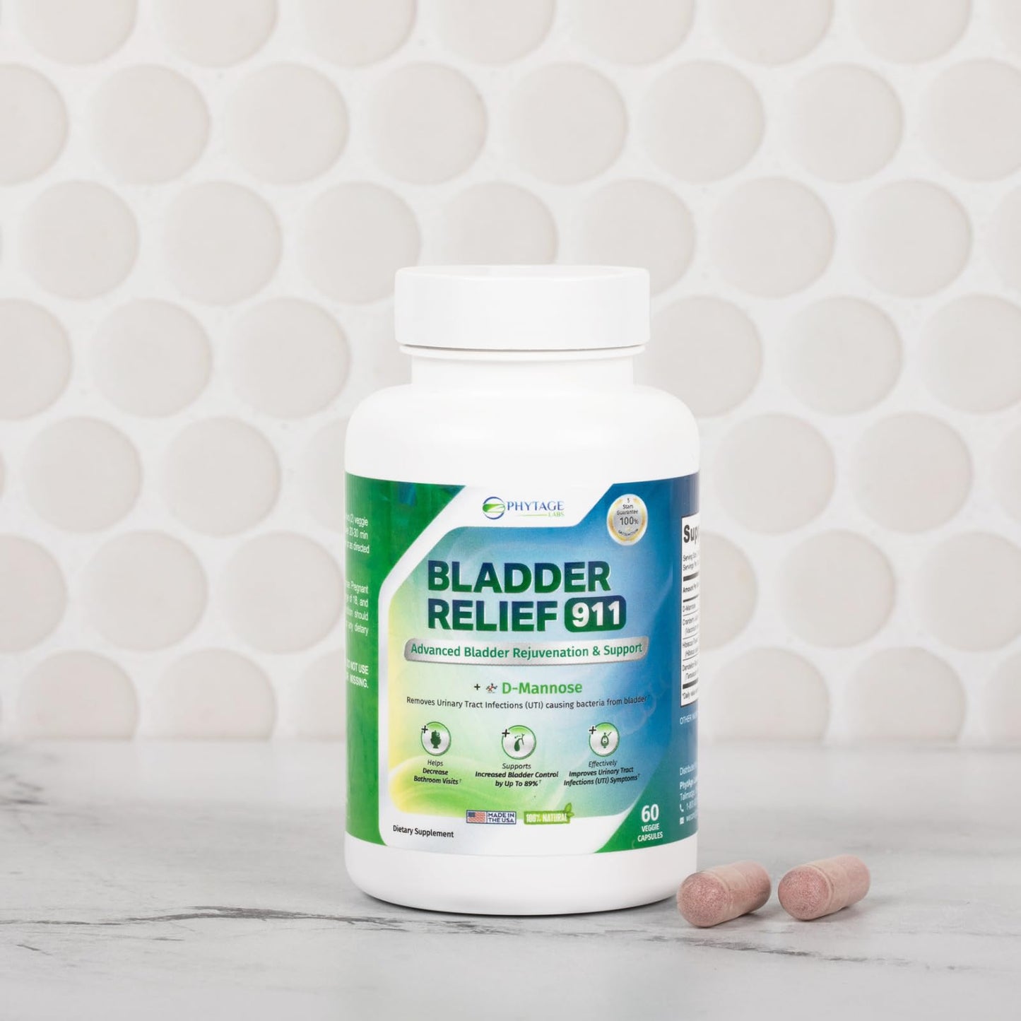 Phytage Labs Bladder Relief 911 – Detoxifying Urinary Support for Men & Women, 60 Veggie Capsules