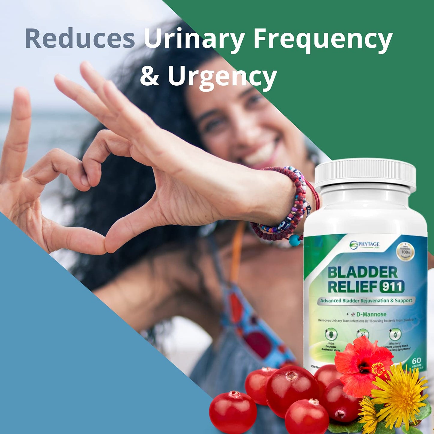 Phytage Labs Bladder Relief 911 – Detoxifying Urinary Support for Men & Women, 60 Veggie Capsules