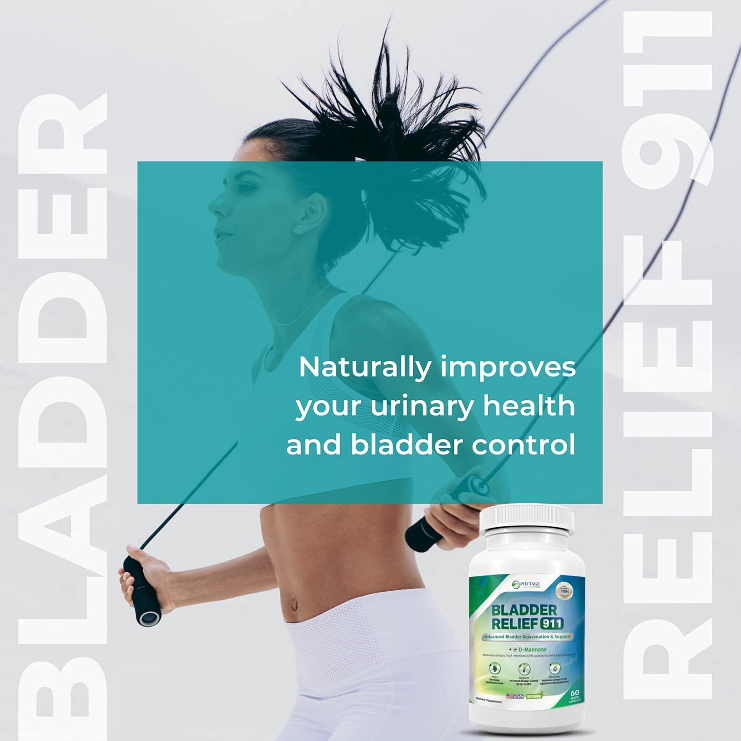 Phytage Labs Bladder Relief 911 – Detoxifying Urinary Support for Men & Women, 60 Veggie Capsules
