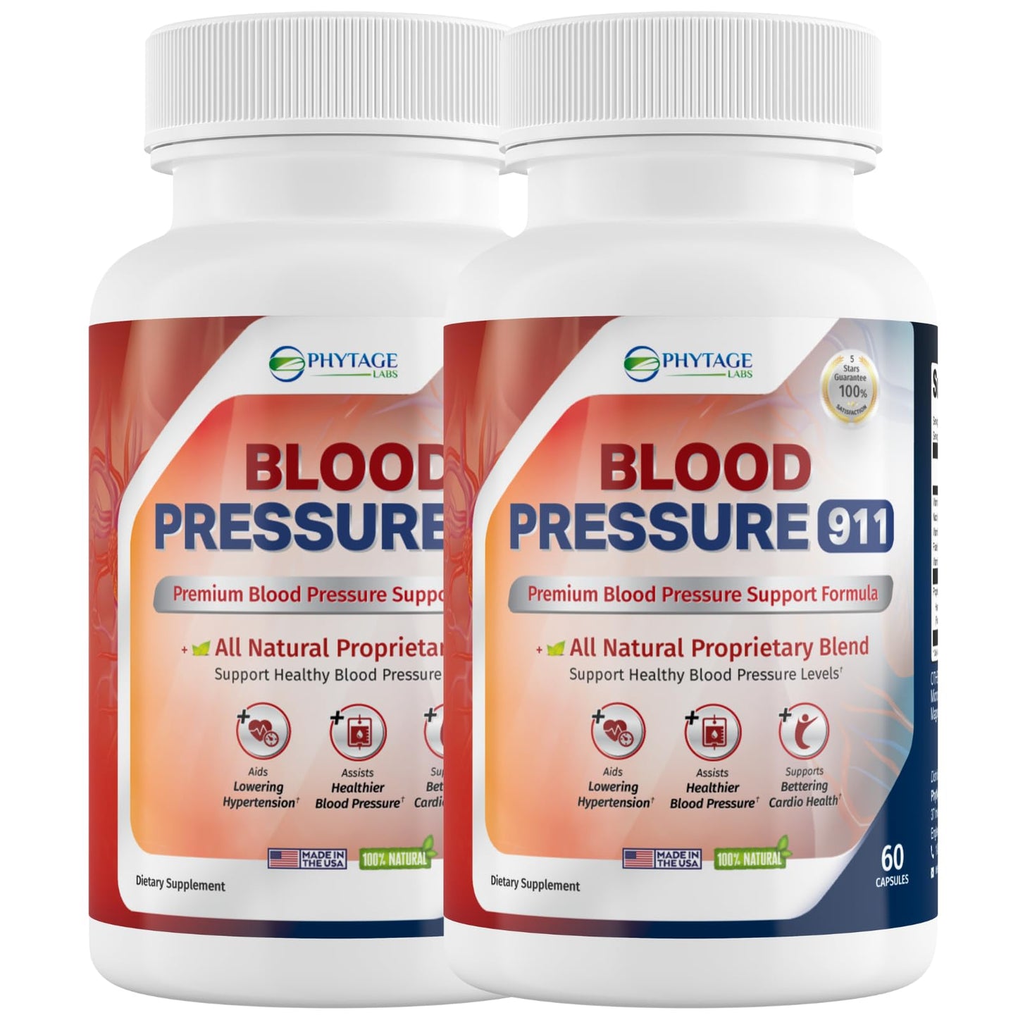 Phytage Labs Blood Pressure 911 Premium Supplement – BP Support Pills. 2 Pack