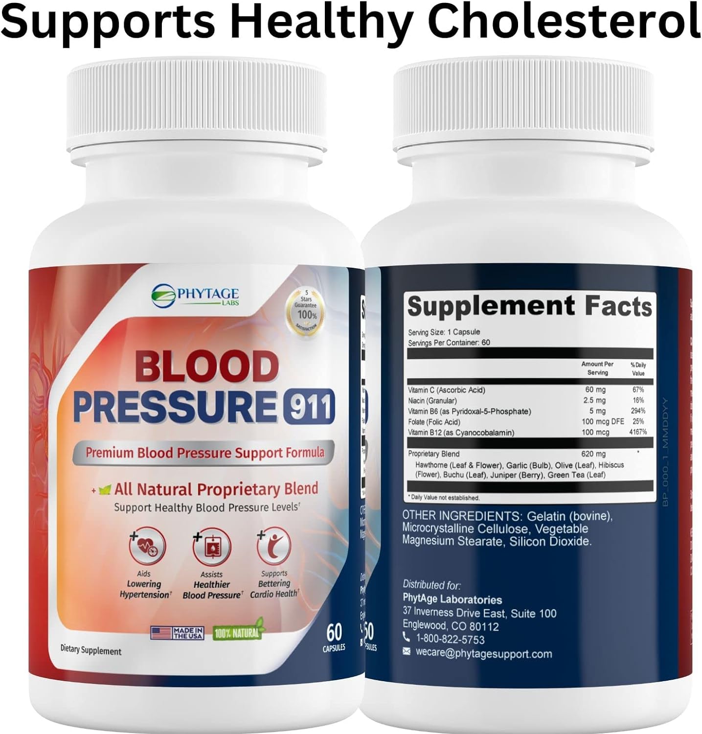 Phytage Labs Blood Pressure 911 Premium Supplement – BP Support Pills. 2 Pack
