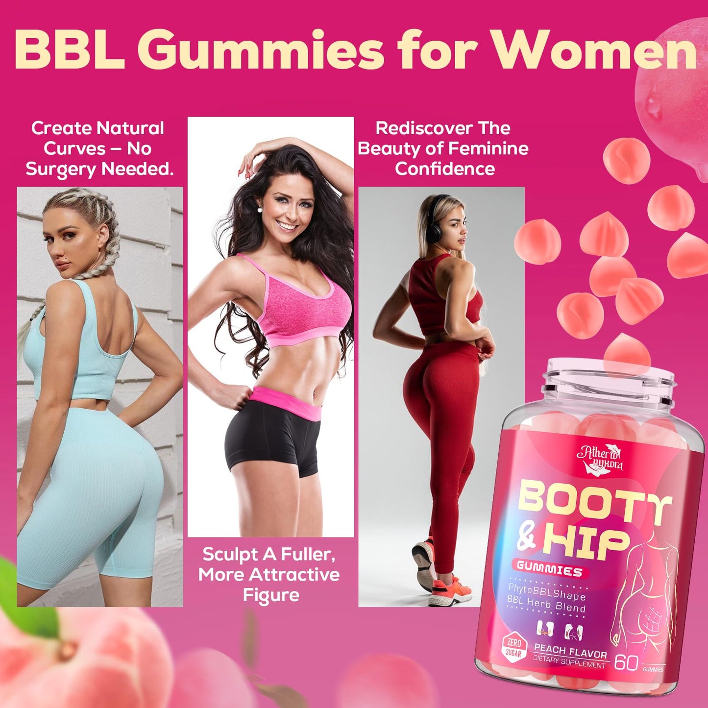 Atherionyxora Booty Gummies for Women – BBL Glow with Collagen & Herbal Blend (120)