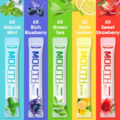 Phyyixs Mouthwash Travel Size – 30 Packets, Alcohol-Free & Fluoride-Free