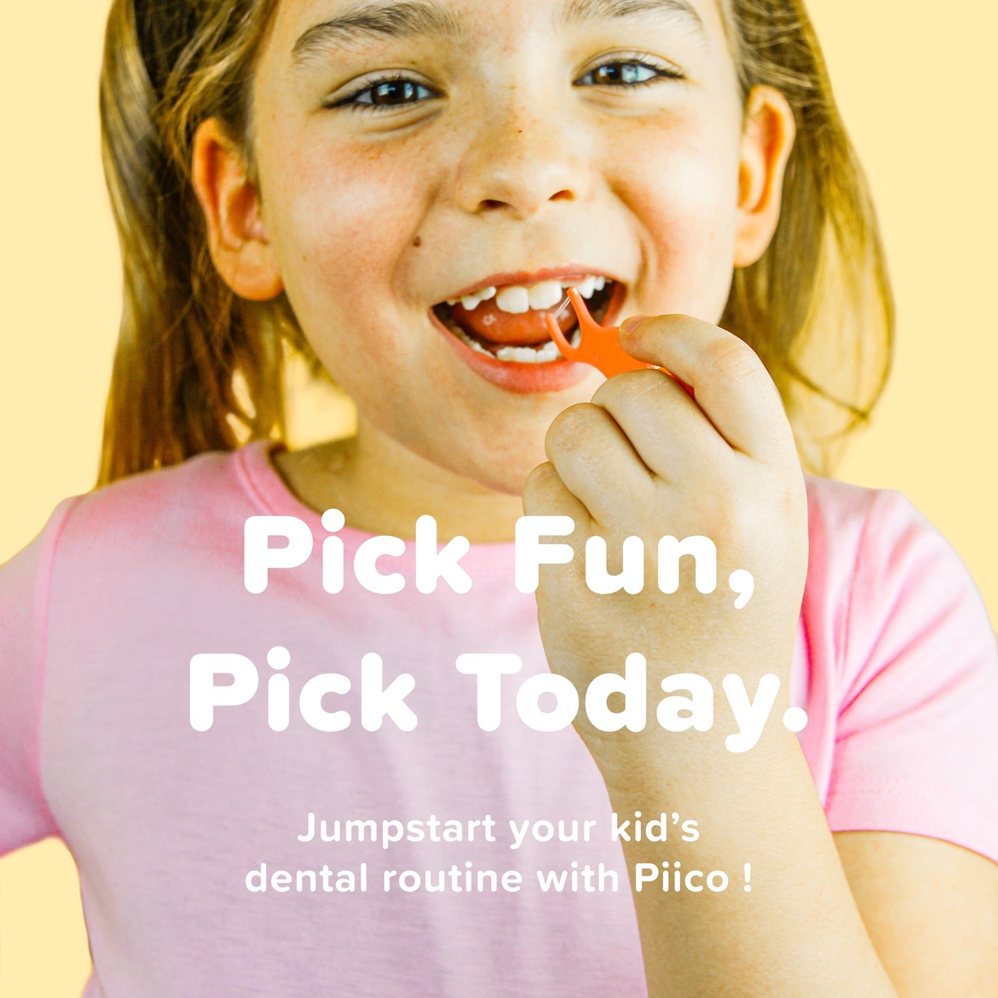 Piico Unflavored Kids Floss Picks – No Fluoride, Dual Line, 150 in Zoo Travel Case