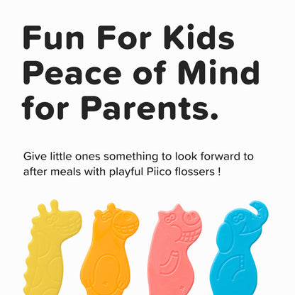 Piico Unflavored Kids Floss Picks – 80 Count Zoo Dual-Line Fluoride-Free