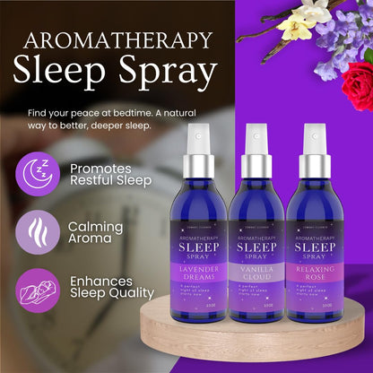 Pillow Sleep Spray Mist for Deep Sleep – Lavender, Vanilla & Rose (Pack of 3) | Combat Cleaner