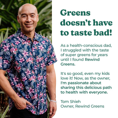 Rewind Best Tasting Super Greens Powder – Pineapple Flavor, 40+ Superfoods, Vitamin B12 & Zinc