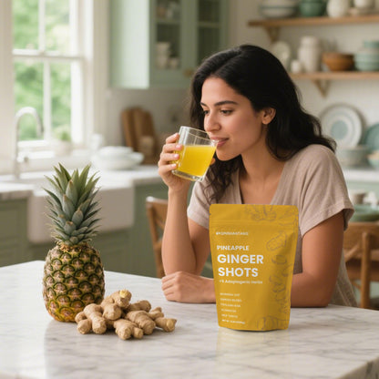 Pineapple Ginger Shots with Ginger & Turmeric – Digestive Health, Antioxidant Support | Gluten Free, Non-GMO (6.35 oz)