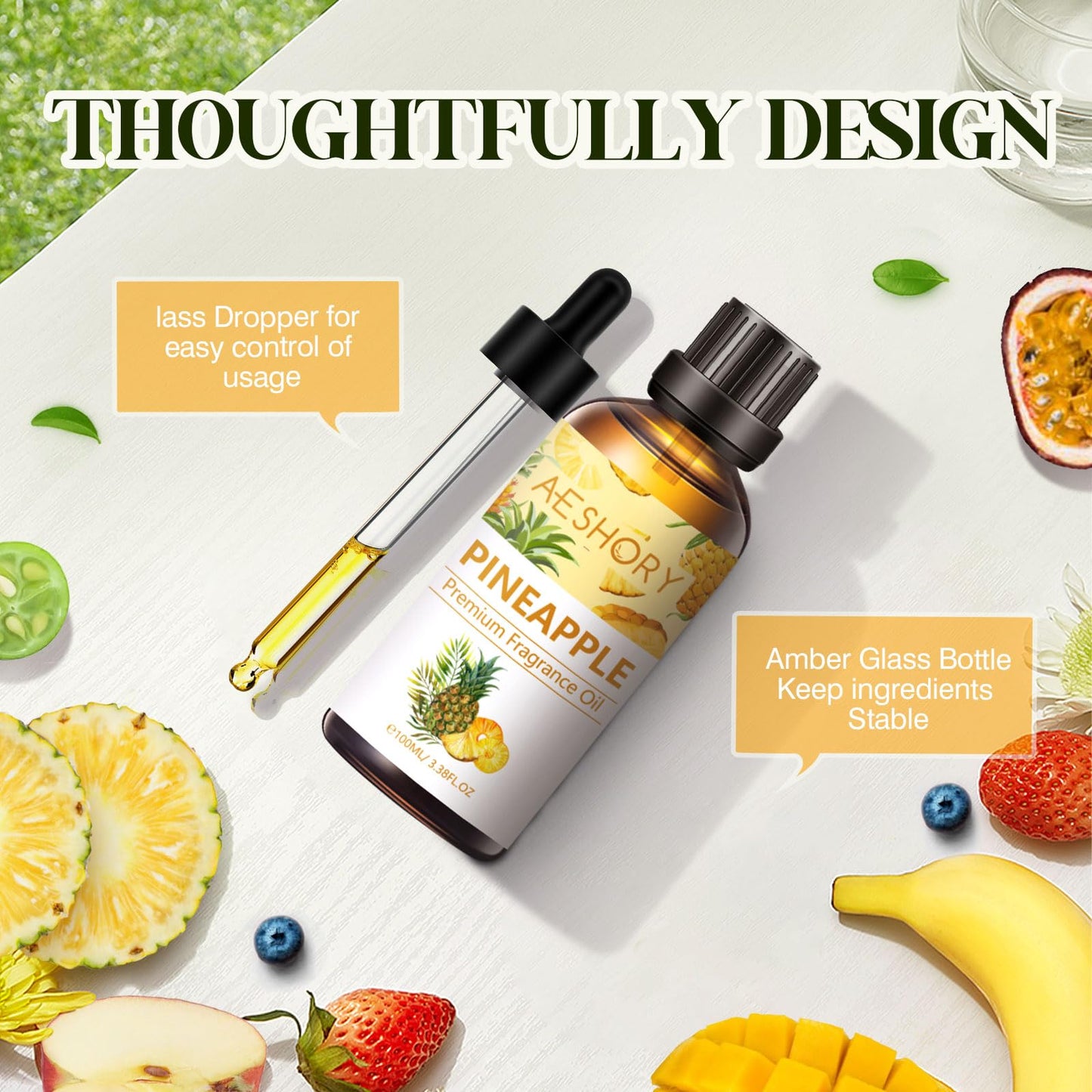 Pineapple Fragrance Oil 3.38FL.OZ (100ML) | Aromatherapy Essential Oils for Diffusers, Massage, Soap & Candle Making
