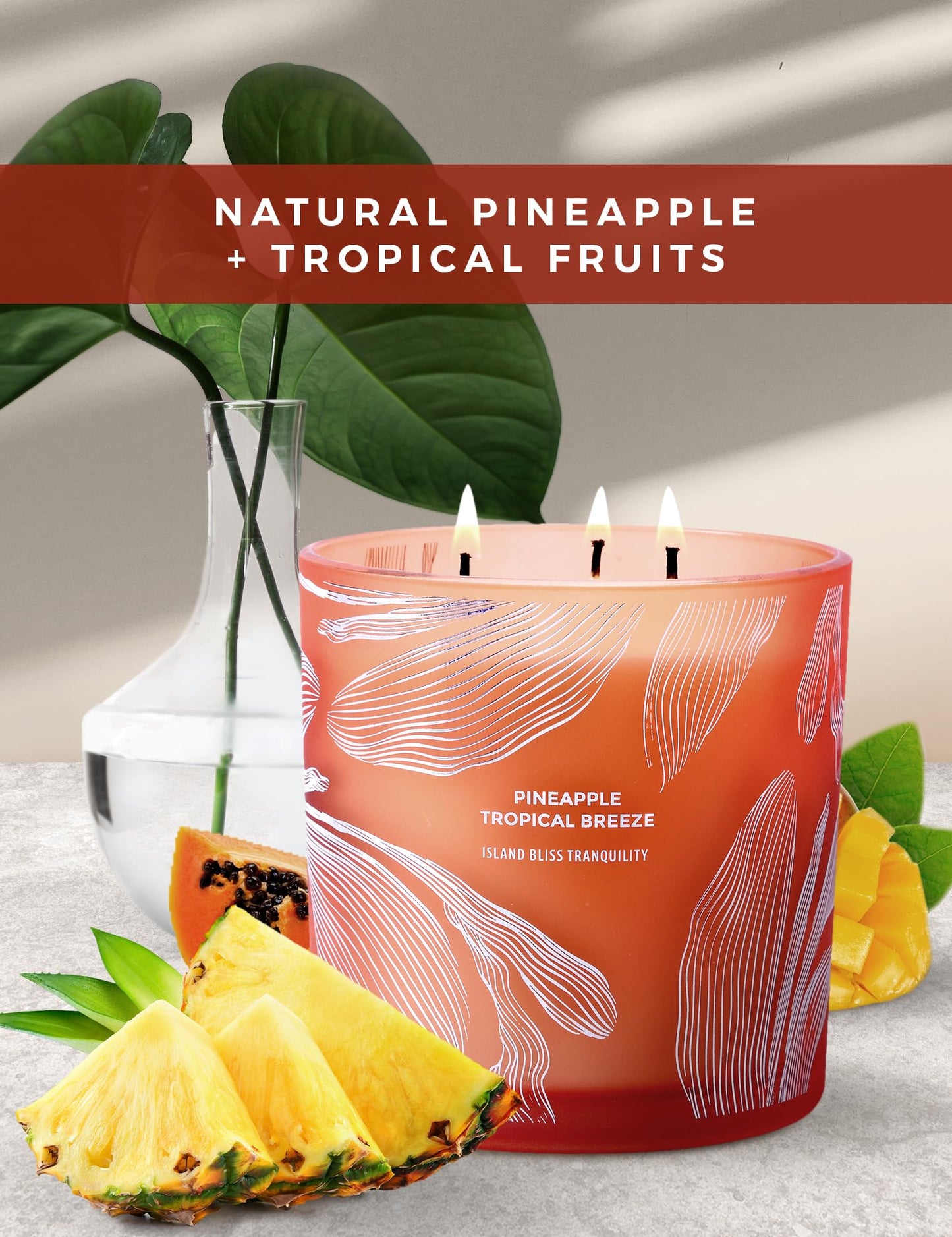 Pineapple Tropical Breeze Soy Candle – 14.5 oz, 3-Wick, Pineapple Paradise