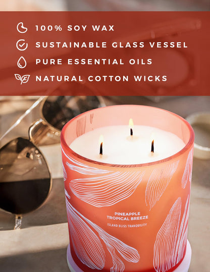 Pineapple Tropical Breeze Soy Candle – 14.5 oz, 3-Wick, Pineapple Paradise