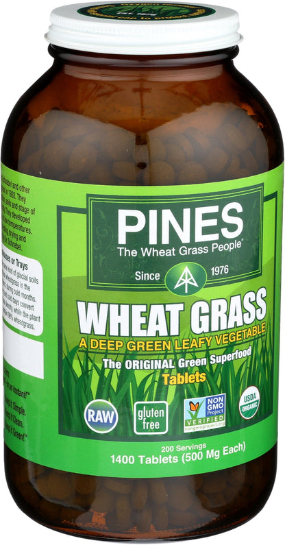 Pines Organic Wheat Grass Tablets – 1400 Count | Gluten Free, Non-GMO, Kosher, Raw, Vegan