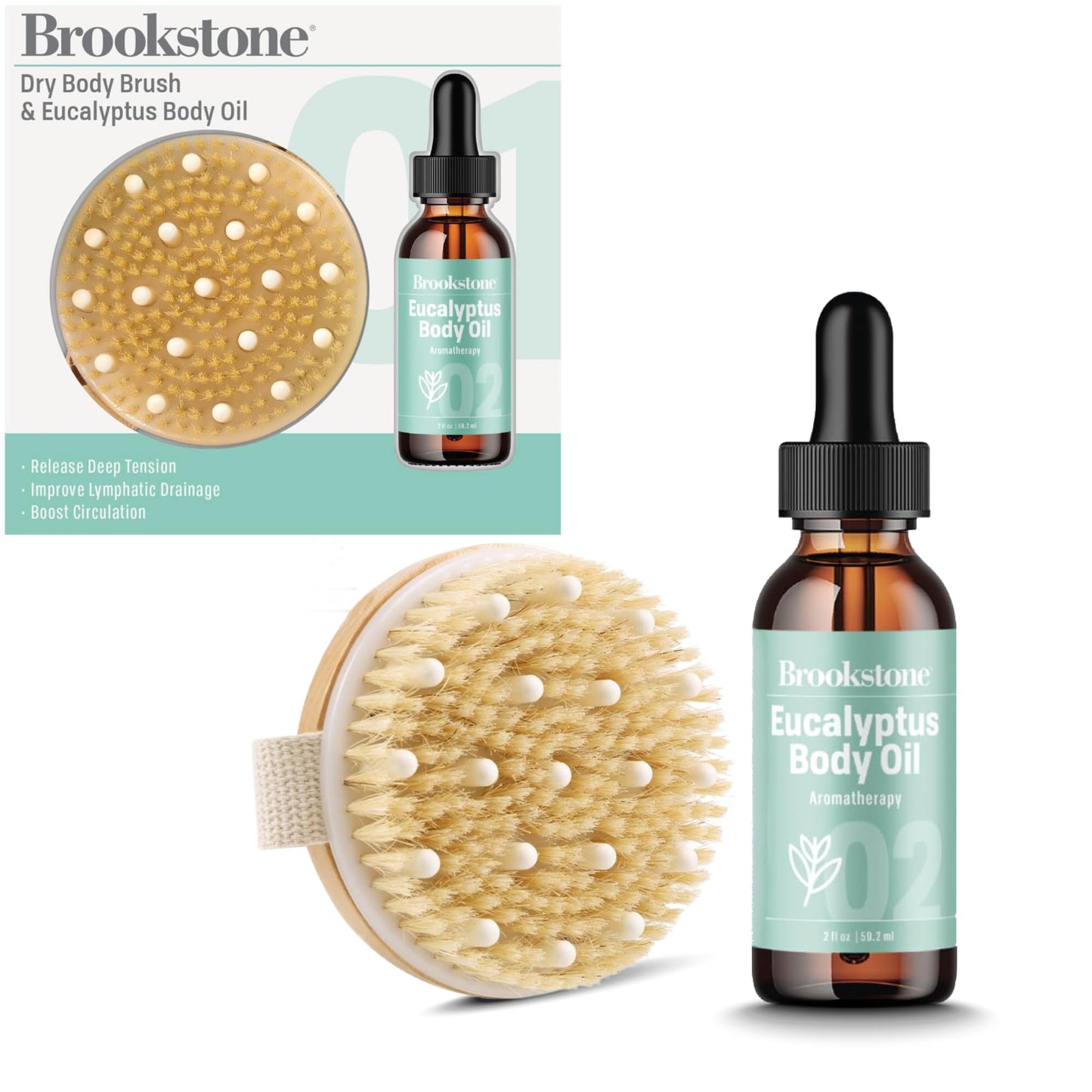 Pink Sky Brookstone Lymphatic Drainage Massage Kit | Wood Massager & Lymphatic Oil
