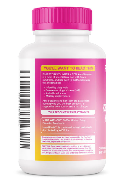 Pink Stork Keratin Hair Loss Supplement for Women | KeraGEN-IV Hair Growth & Postpartum Support
