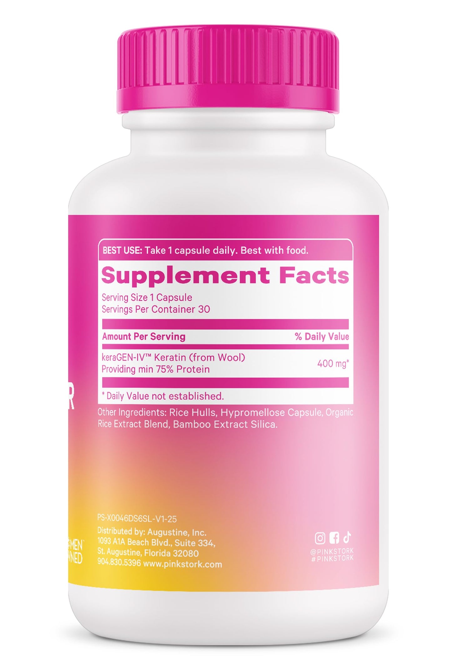 Pink Stork Keratin Hair Loss Supplement for Women | KeraGEN-IV Hair Growth & Postpartum Support