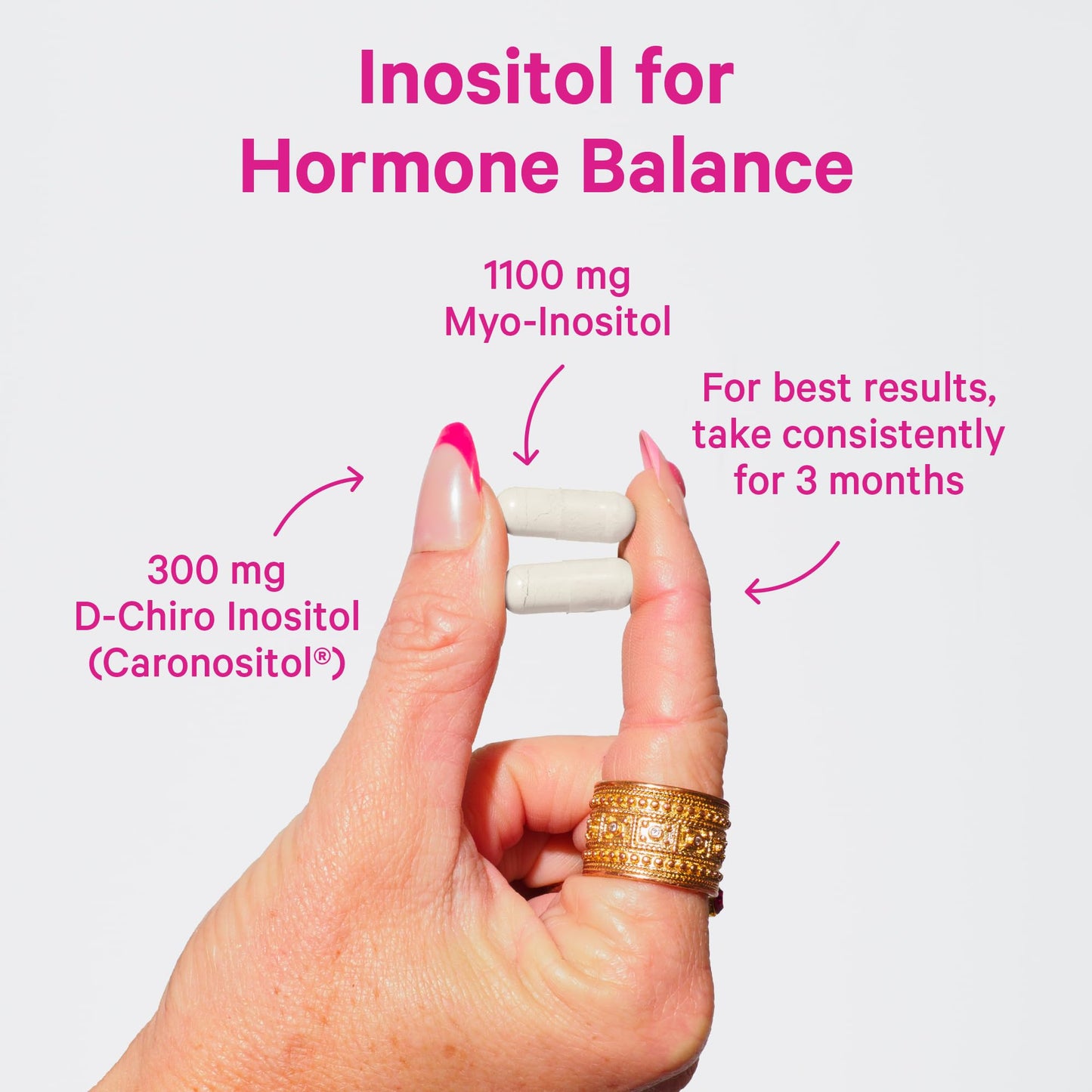 Pink Stork Myo-Inositol & D-Chiro Inositol 3.6:1 – Fertility & Hormone Balance, 60 Capsules