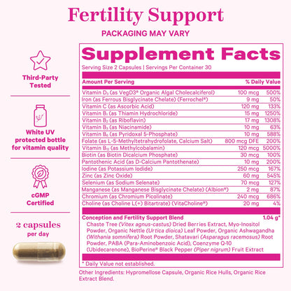 Pink Stork Fertility Supplements for Women — Prenatal Multivitamin for Ovulation & Hormone Balance (120 Capsules)