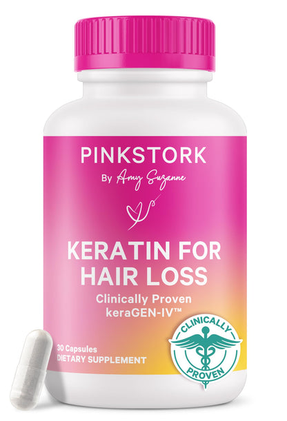 Pink Stork Keratin Hair Loss Supplement for Women | KeraGEN-IV Hair Growth & Postpartum Support