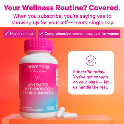 Pink Stork Myo-Inositol & D-Chiro Inositol Supplement – Hormonal Balance for Women, 40:1 Ratio, 180 Capsules