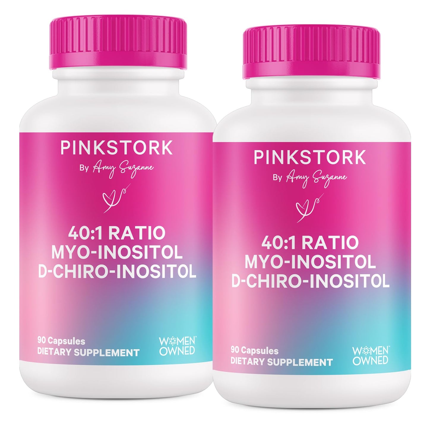 Pink Stork Myo-Inositol & D-Chiro Inositol Supplement – Hormonal Balance for Women, 40:1 Ratio, 180 Capsules