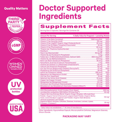 Pink Stork Premium Prenatal Vitamins – Organic Whole-Food Blend with Methylated Folate, Choline & Vegan DHA