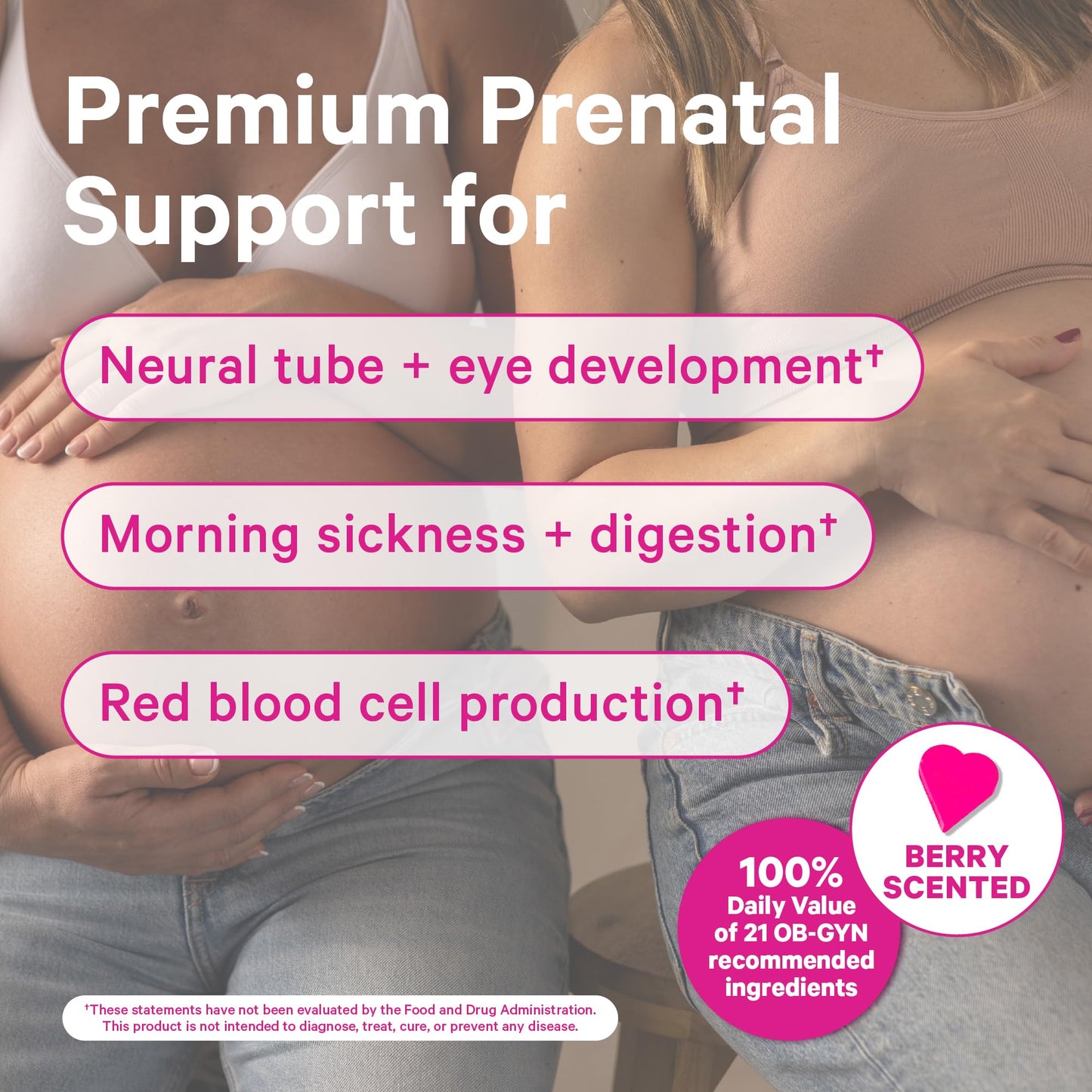 Pink Stork Premium Prenatal Vitamins – Organic Whole-Food Blend with Methylated Folate, Choline & Vegan DHA