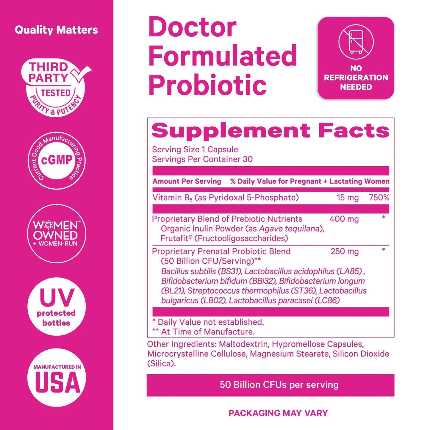 Pink Stork Prenatal Probiotics for Women – 60 Capsules | Gut Health & Immune Support