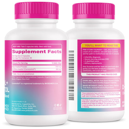Pink Stork Myo-Inositol & D-Chiro Inositol 3.6:1 – Fertility & Hormone Balance, 60 Capsules