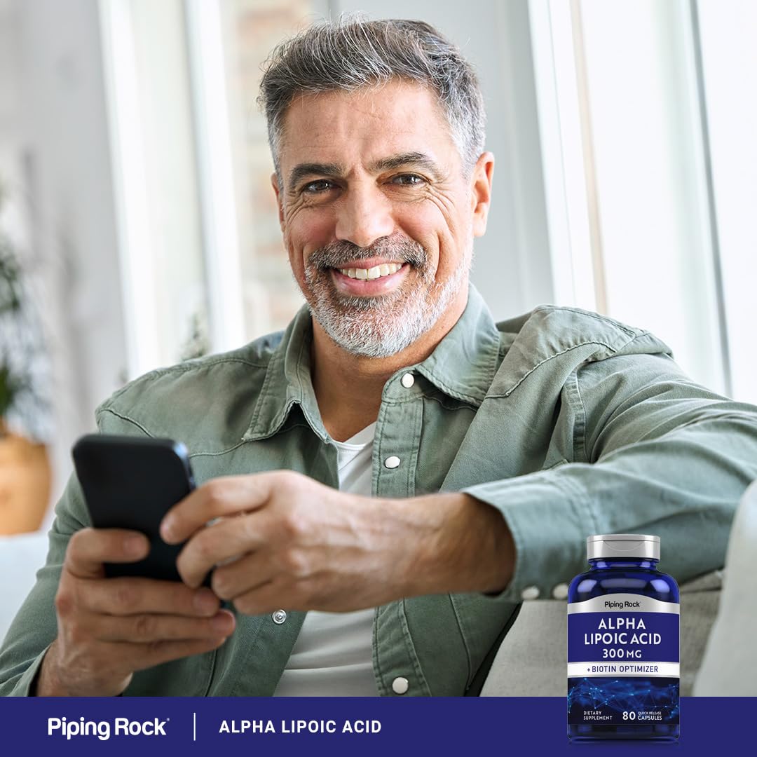 Piping Rock Alpha Lipoic Acid 300mg – 80 Capsules | Biotin Optimizer | Non-GMO & Gluten Free | Pack of 2