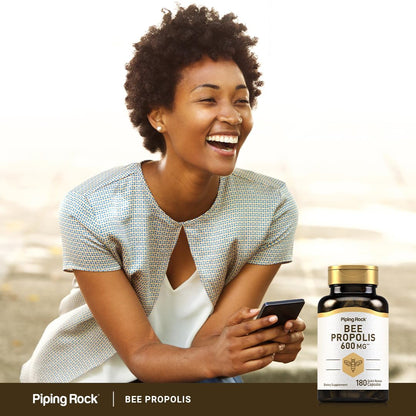 Piping Rock Bee Propolis Capsules 600mg | 180 Pills | Pack of 2 | Non-GMO