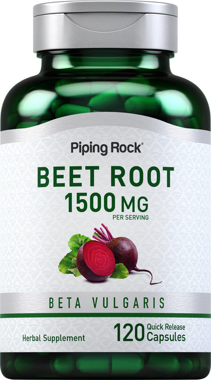 Piping Rock Beet Root Capsules 1500 mg – 120 ct | Non-GMO, Gluten Free