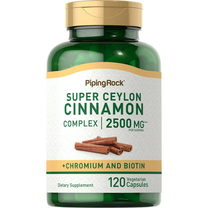 Piping Rock Ceylon Cinnamon 2500 mg Capsules 120 Count