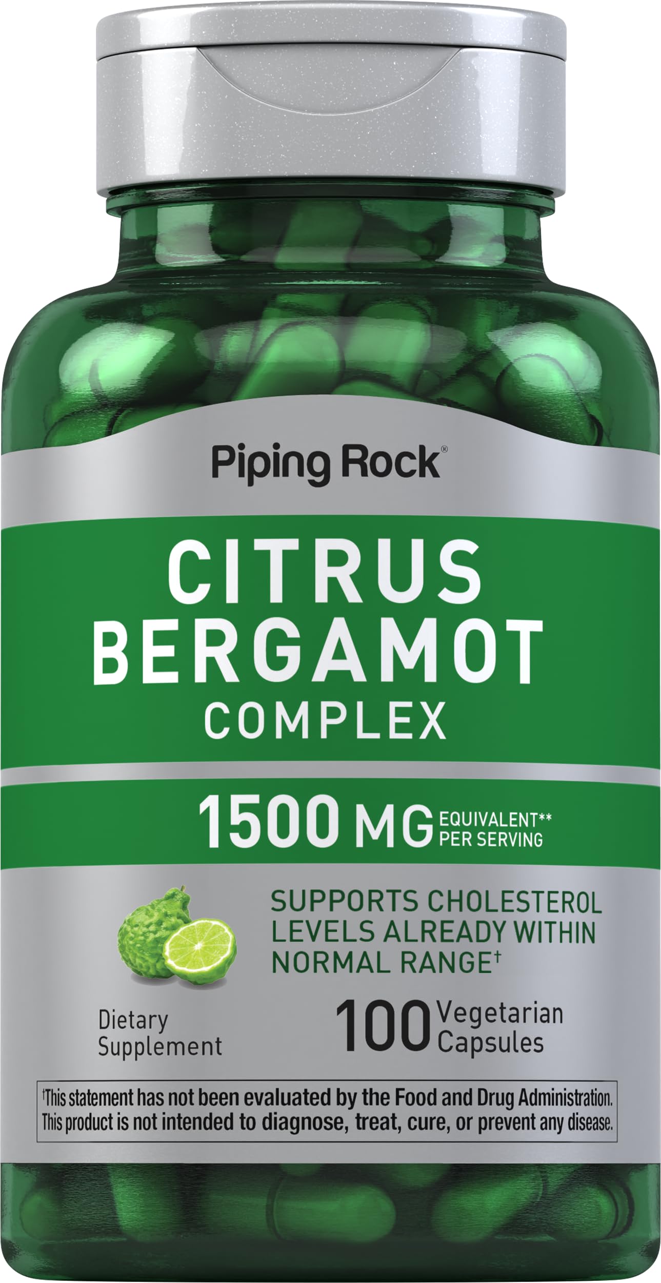 Piping Rock Citrus Bergamot Extract 1500mg | 100 Capsules | Vegetarian, Non-GMO, Gluten Free
